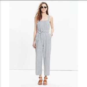Madewell Blue & White Striped Jumpsuit